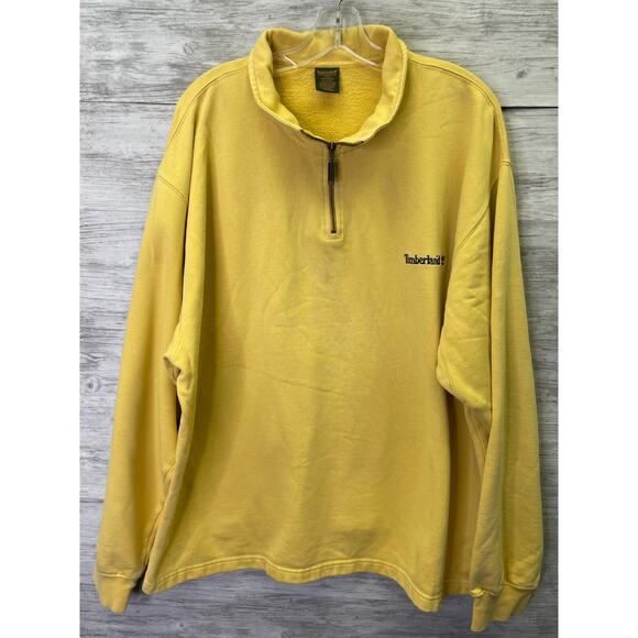 Vintage Timberland Weathergear Sweatshirt 1/4 Zip Mens XXL Yellow Embroidered - Picture 2 of 10